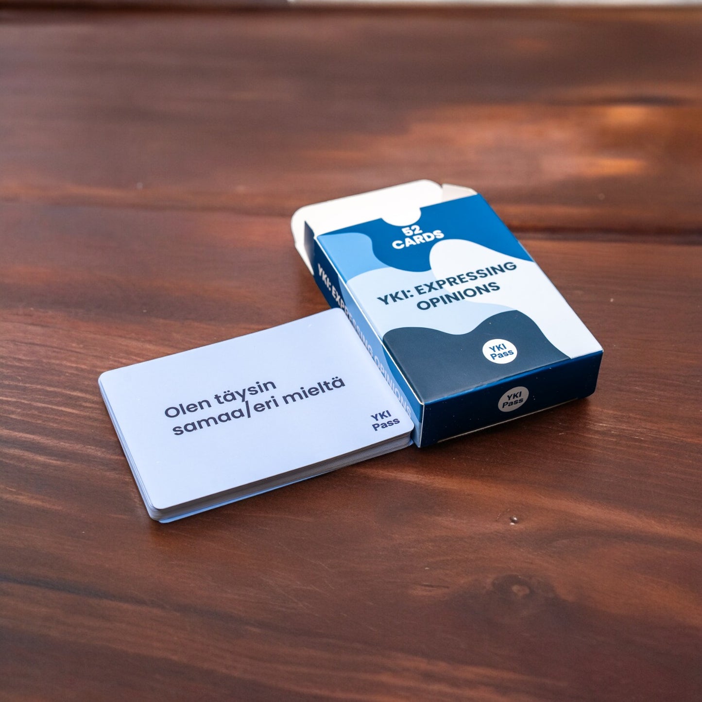 Some YKI Expressing Opinions Flashcards and a box of it