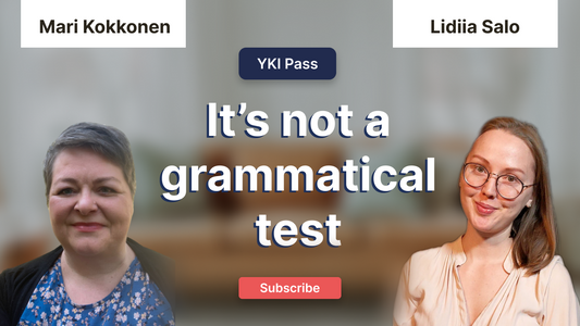 Youtube thumbnail of Finnish language teacher Mari Kokkonen and YKI Pass Co-founder Lidiia Salo