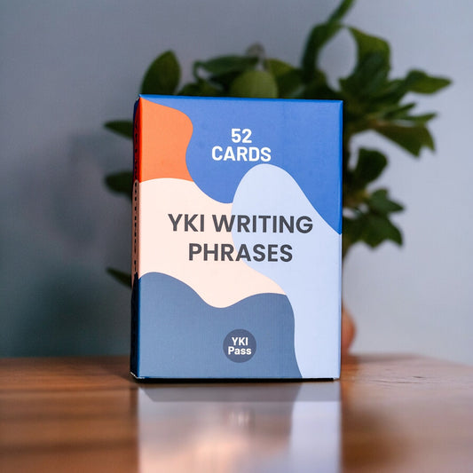 YKI Writing Phrases flashcard box.