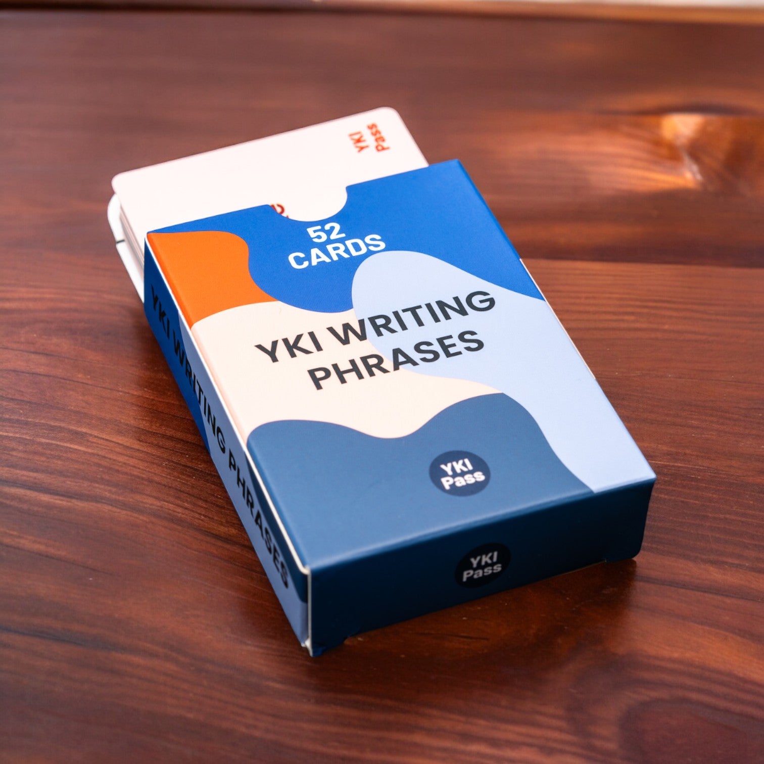 YKI writing phrases flashcards box.